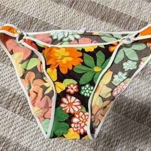 Vintage Guess Floral Bikini Bottom - Orange, Green, Brown